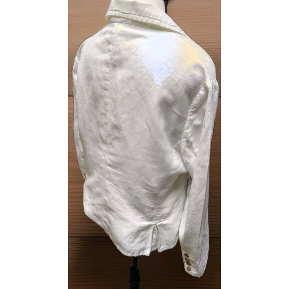 Talbots Jacket Size 12 White Irish Linen Blend Button Pockets - Picture 4 of 8